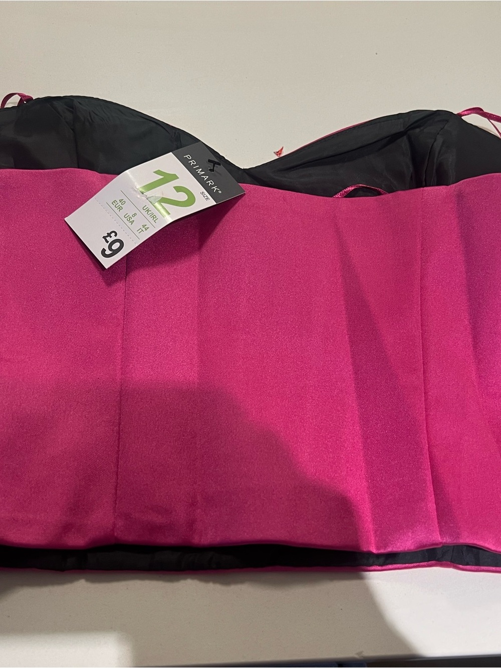 Primark Pink Strapless Bandeau Bustier Evening Top with dude zip